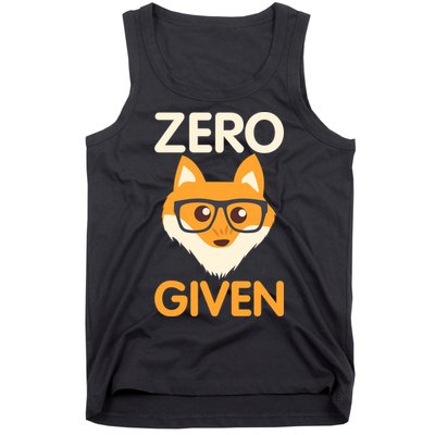 Zero Fox Given Funny Foxes Glasses Don't Care No Fox Given Tank Top