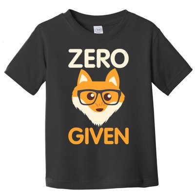 Zero Fox Given Funny Foxes Glasses Don't Care No Fox Given Toddler T-Shirt