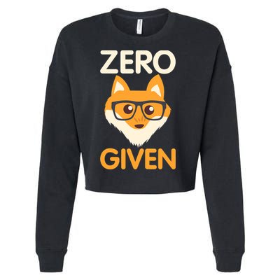 Zero Fox Given Funny Foxes Glasses Don't Care No Fox Given Cropped Pullover Crew