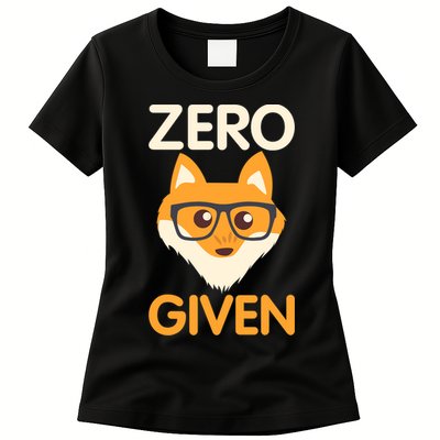 Zero Fox Given Funny Foxes Glasses Don't Care No Fox Given Womens T-Shirt
