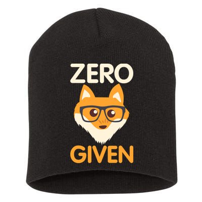 Zero Fox Given Funny Foxes Glasses Don't Care No Fox Given Short Acrylic Beanie
