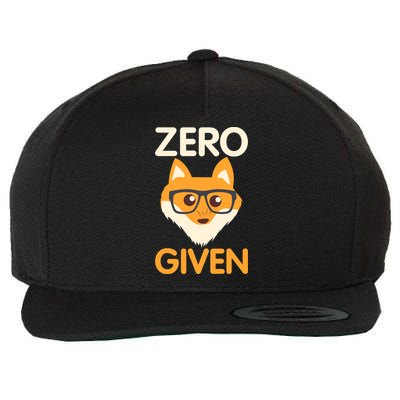 Zero Fox Given Funny Foxes Glasses Don't Care No Fox Given Wool Snapback Cap