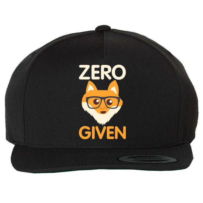 Zero Fox Given Funny Foxes Glasses Don't Care No Fox Given Wool Snapback Cap