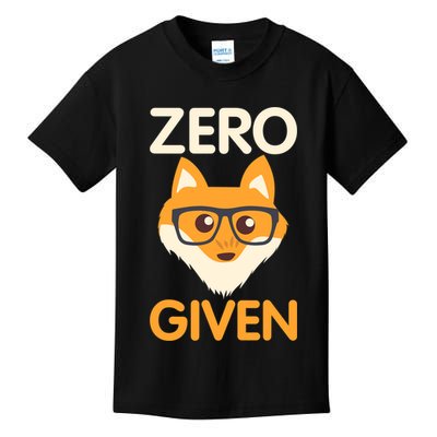 Zero Fox Given Funny Foxes Glasses Don't Care No Fox Given Kids T-Shirt