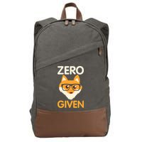 Zero Fox Given Funny Foxes Glasses Don't Care No Fox Given Cotton Canvas Backpack