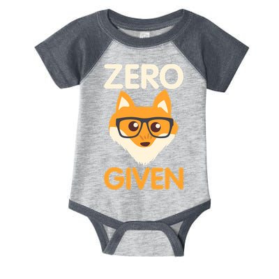Zero Fox Given Funny Foxes Glasses Don't Care No Fox Given Infant Baby Jersey Bodysuit