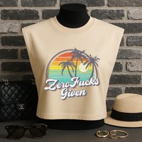 Zero Fucks Given Garment-Dyed Women's Muscle Tee