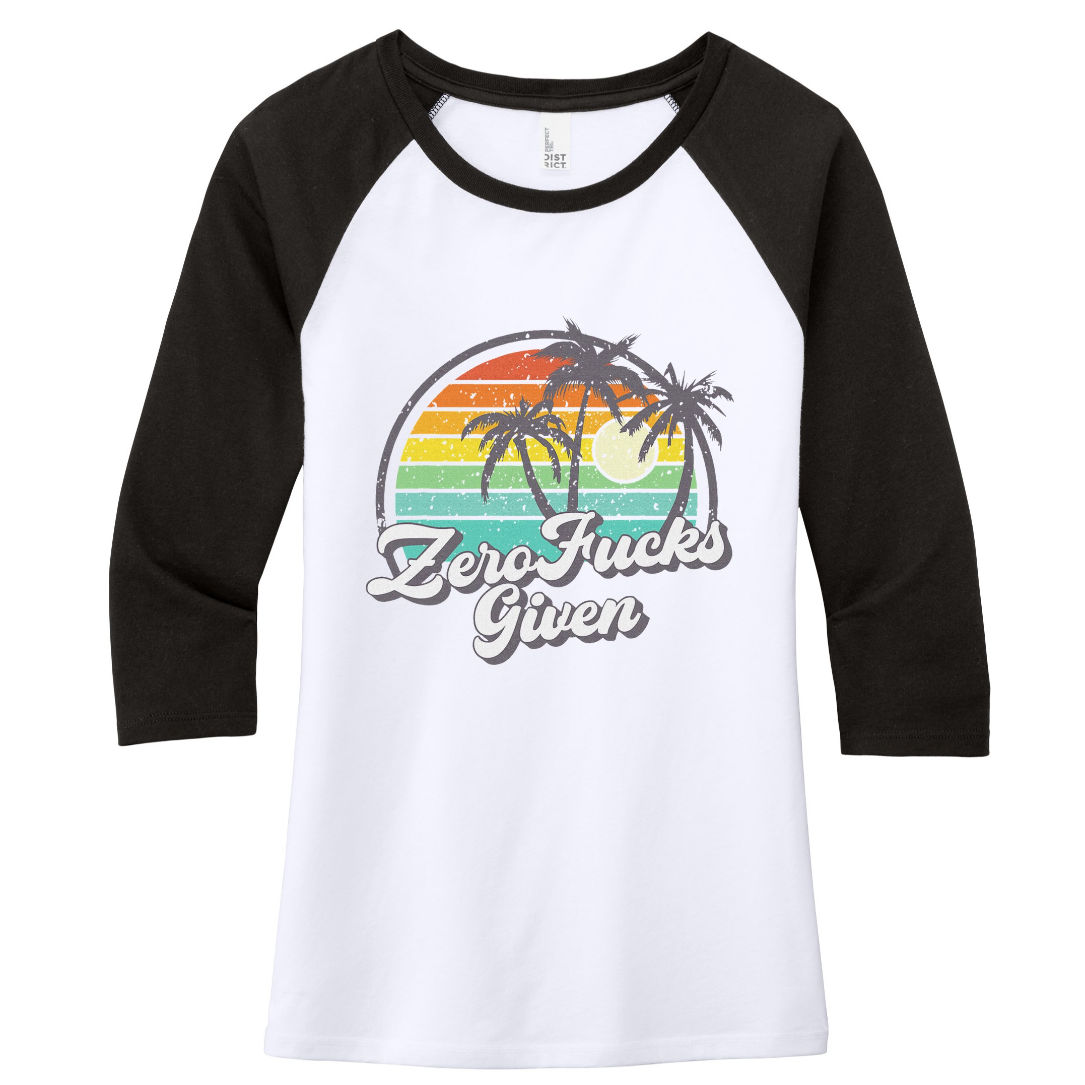 Zero Fucks Given Women's Tri-Blend 3/4-Sleeve Raglan Shirt