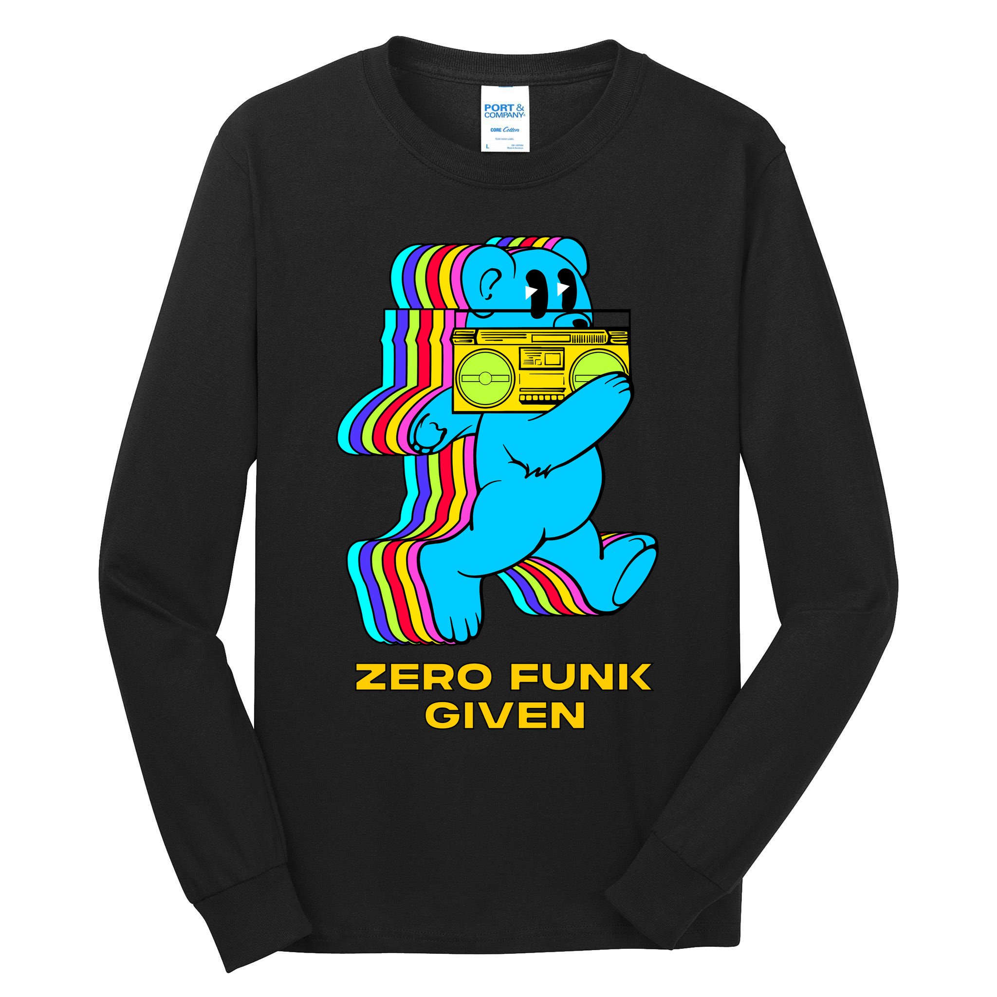 Zero Funk Given Retro Bear Boombox Tall Long Sleeve T-Shirt