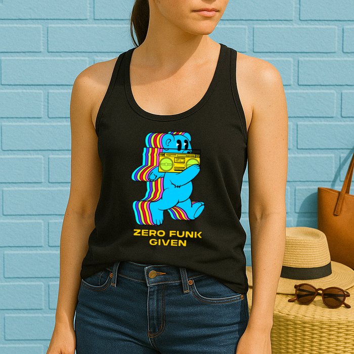 Zero Funk Given Retro Bear Boombox Womens Tank Top