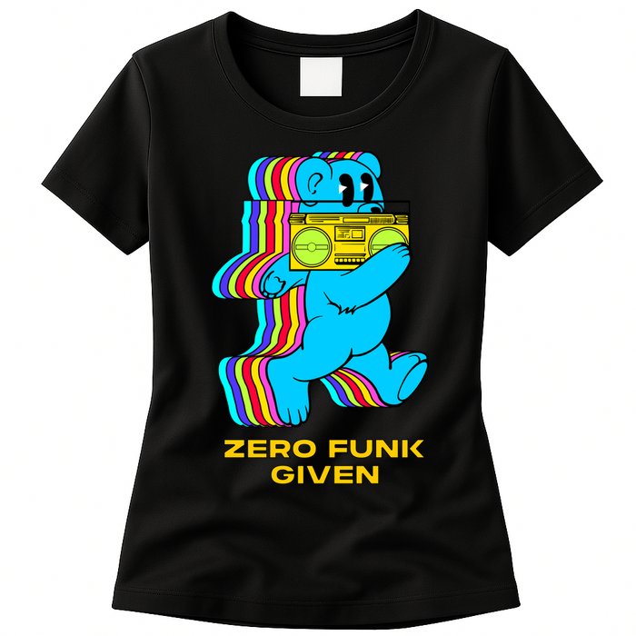 Zero Funk Given Retro Bear Boombox Womens T-Shirt