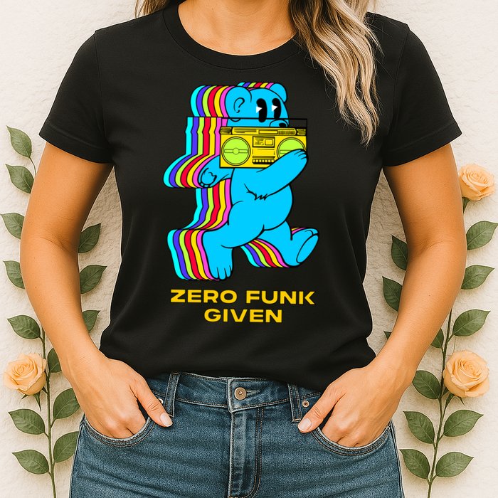 Zero Funk Given Retro Bear Boombox Womens T-Shirt