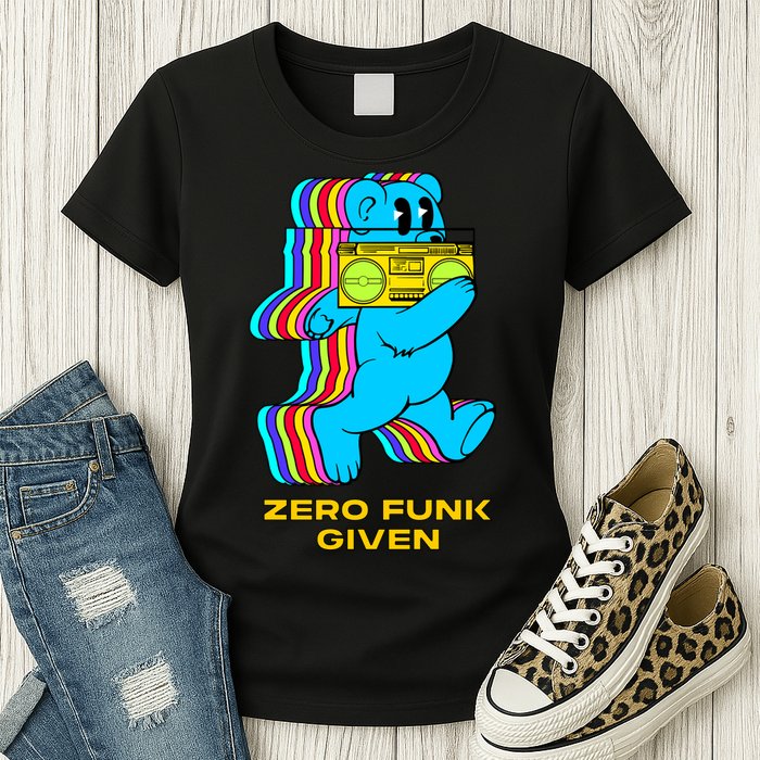 Zero Funk Given Retro Bear Boombox Womens T-Shirt