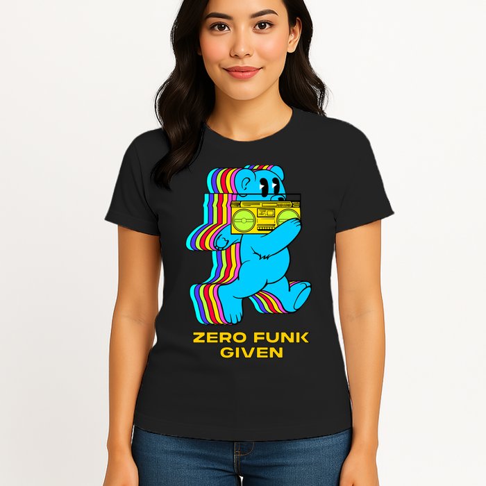 Zero Funk Given Retro Bear Boombox Womens T-Shirt
