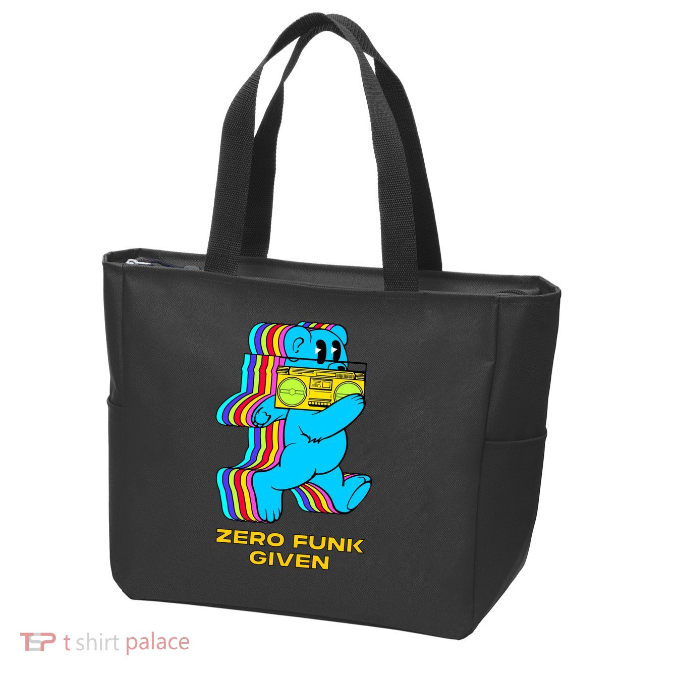 Zero Funk Given Retro Bear Boombox Zip Tote Bag