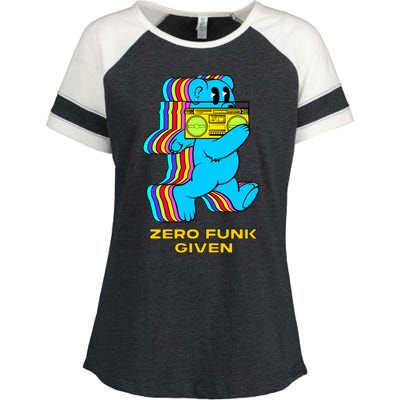 Zero Funk Given Retro Bear Boombox Enza Ladies Jersey Colorblock Tee