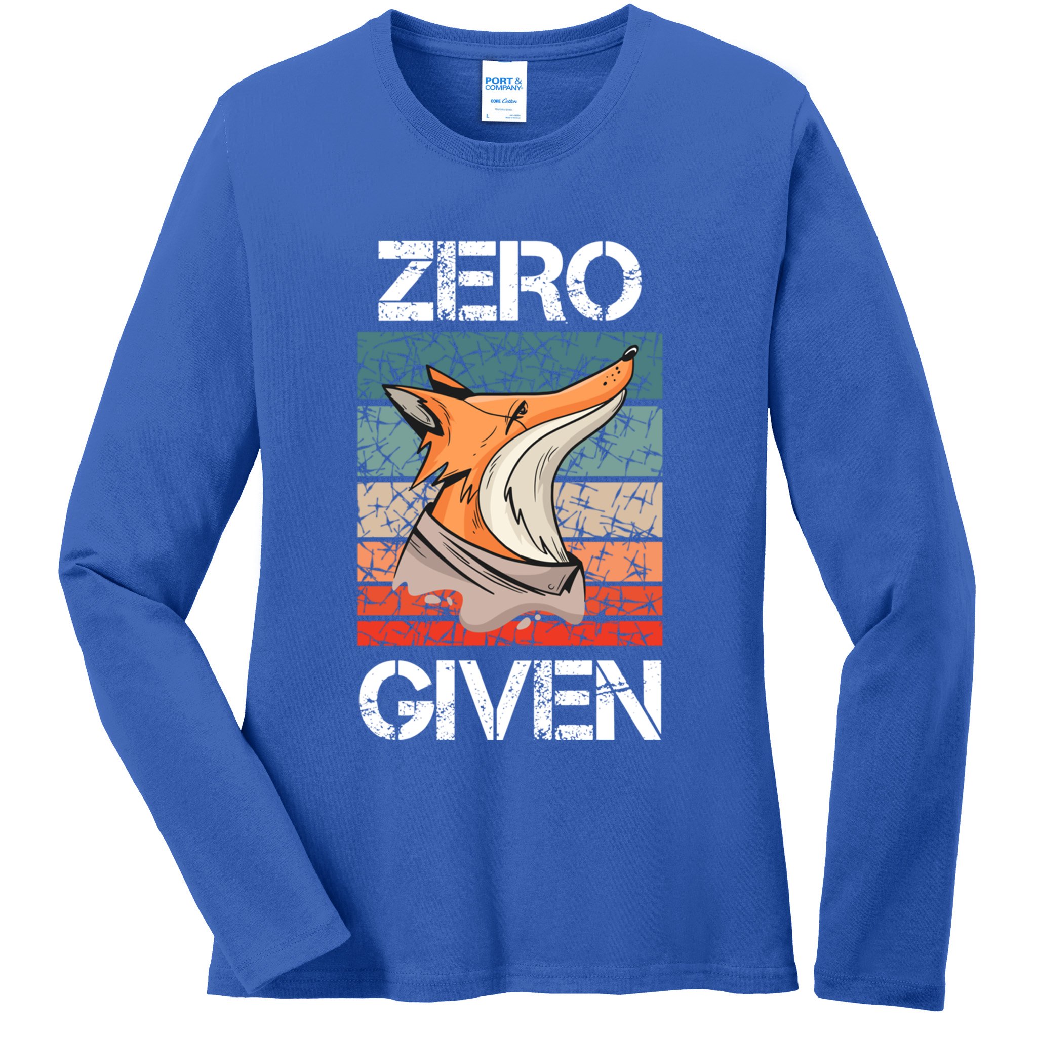 Zero Fox Given Fucks Funny Saying Gift Meaningful Gift Ladies Long Sleeve Shirt