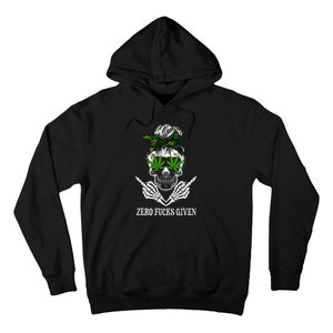 Zero Fucks Given Skull Weed Marijuana 420 Hoodie