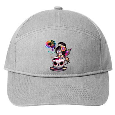 Zero Fucks Given Sugar Skull Rainbow Sunflower 7-Panel Snapback Hat