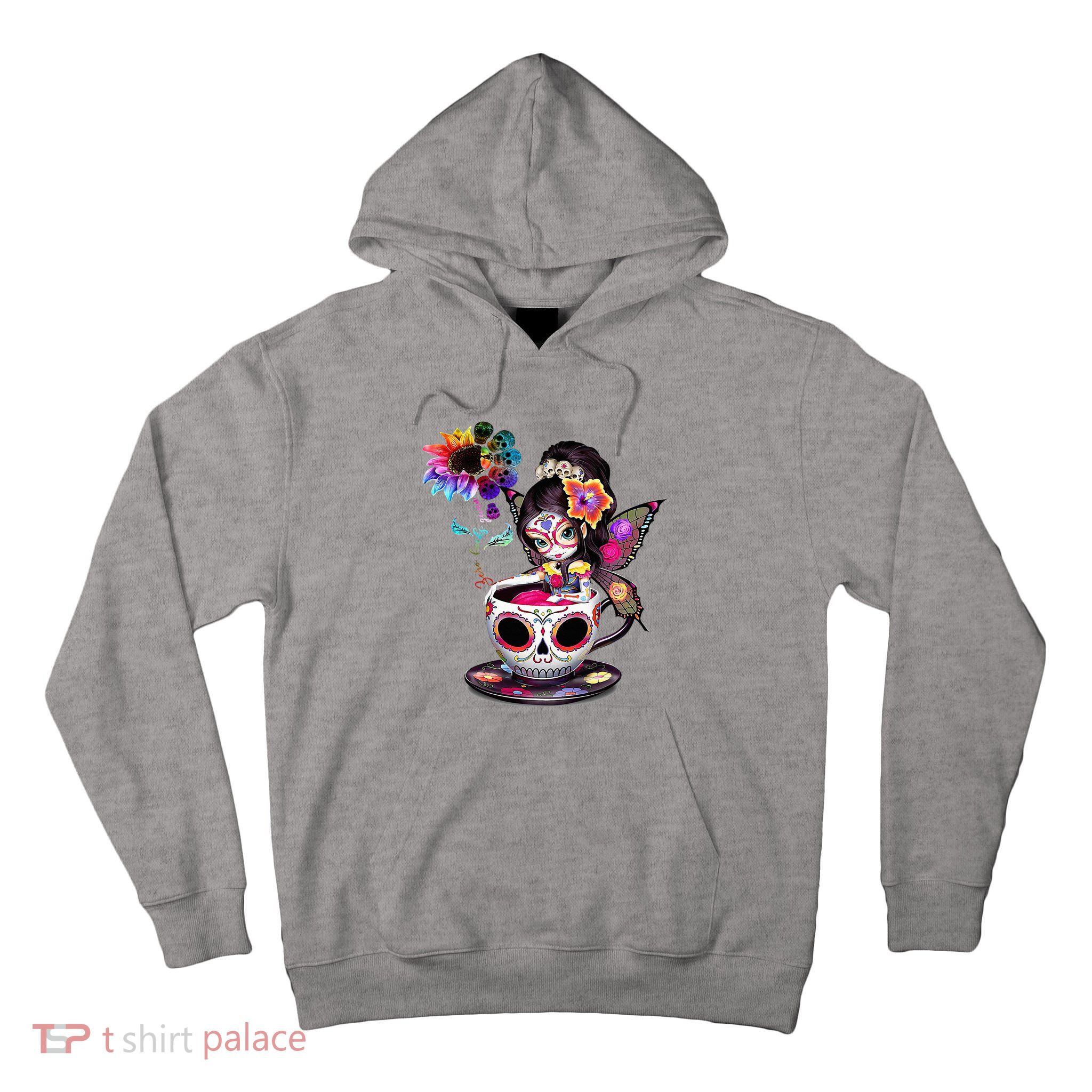 Zero Fucks Given Sugar Skull Rainbow Sunflower Tall Hoodie
