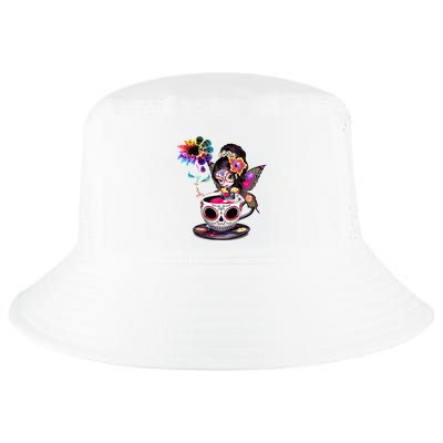 Zero Fucks Given Sugar Skull Rainbow Sunflower Cool Comfort Performance Bucket Hat