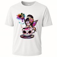 Zero Fucks Given Sugar Skull Rainbow Sunflower Cooling Performance Crew T-Shirt