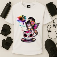 Zero Fucks Given Sugar Skull Rainbow Sunflower Cooling Performance Crew T-Shirt