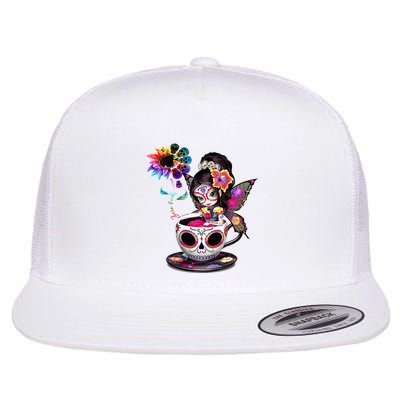 Zero Fucks Given Sugar Skull Rainbow Sunflower Flatbill Hat