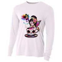Zero Fucks Given Sugar Skull Rainbow Sunflower Cooling Performance Long Sleeve Crew