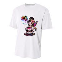 Zero Fucks Given Sugar Skull Rainbow Sunflower Youth Performance Sprint T-Shirt