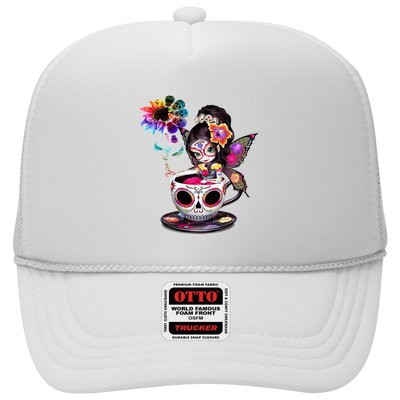 Zero Fucks Given Sugar Skull Rainbow Sunflower Trucker Hat