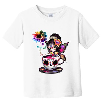 Zero Fucks Given Sugar Skull Rainbow Sunflower Toddler T-Shirt