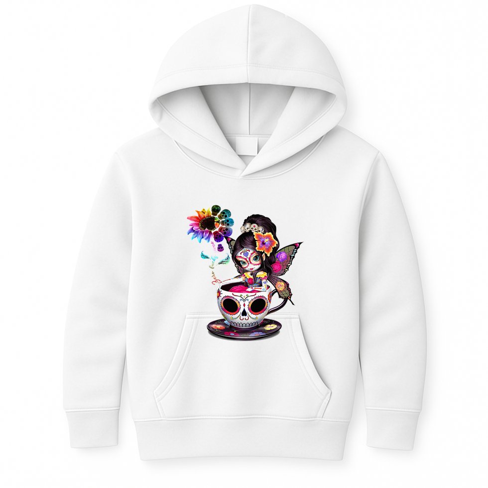 Zero Fucks Given Sugar Skull Rainbow Sunflower Kids Hoodie