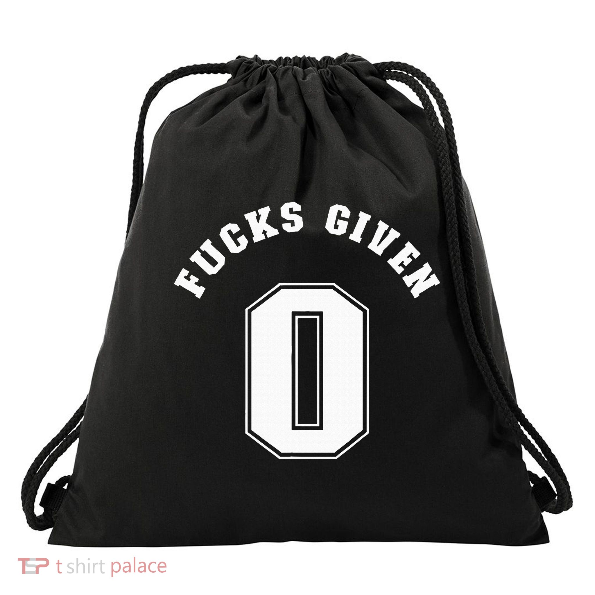 Zero Fucks Given 0 Fuck Profanity Funny Drawstring Bag