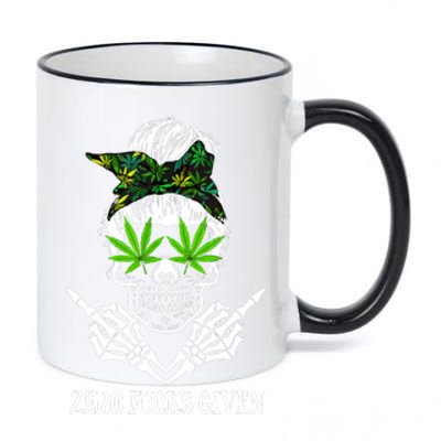 Zero Fucks Given Skull Weed Marijuana 420 11oz Black Color Changing Mug