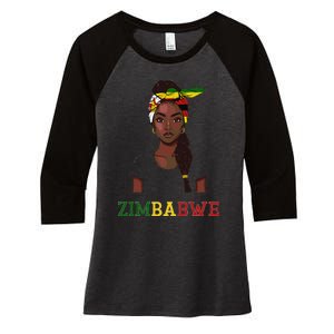 Zimbabwe Flag Products Souvenirs Uniform Zimbabwean Women's Tri-Blend 3/4-Sleeve Raglan Shirt