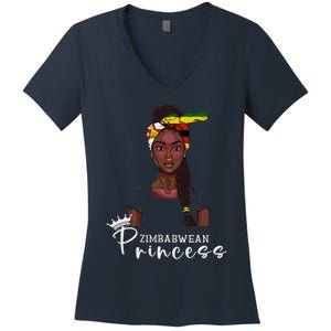 Zimbabwean Flag Princess Souvenirs Products Woman Zimbabwe Women's V-Neck T-Shirt