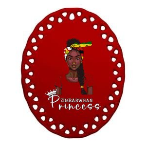 Zimbabwean Flag Princess Souvenirs Products Woman Zimbabwe Ceramic Oval Ornament