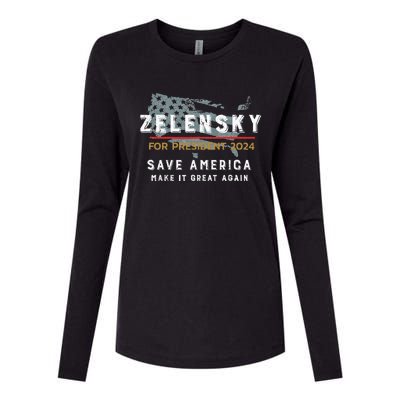 Zelensky For President 2024 Admire Ukraine Zelensky Courage Womens Cotton Relaxed Long Sleeve T-Shirt