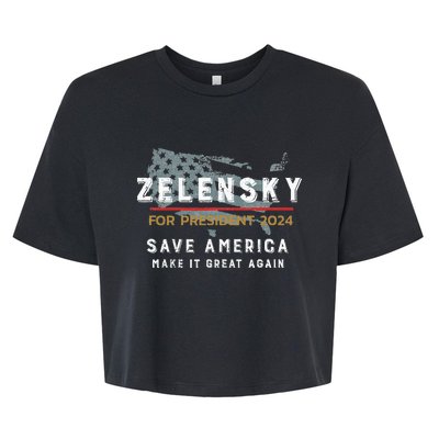 Zelensky For President 2024 Admire Ukraine Zelensky Courage Bella+Canvas Jersey Crop Tee