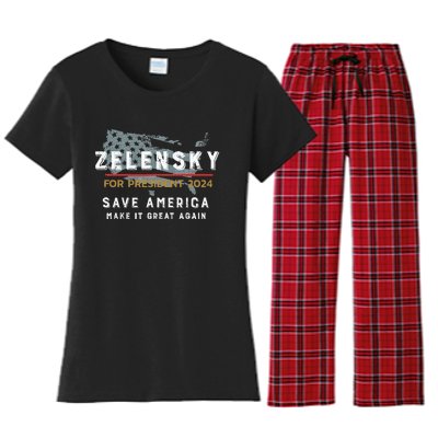 Zelensky For President 2024 Admire Ukraine Zelensky Courage Women's Flannel Pajama Set