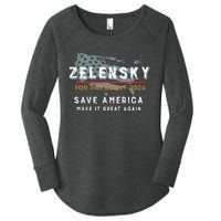 Zelensky For President 2024 Admire Ukraine Zelensky Courage Women's Perfect Tri Tunic Long Sleeve Shirt