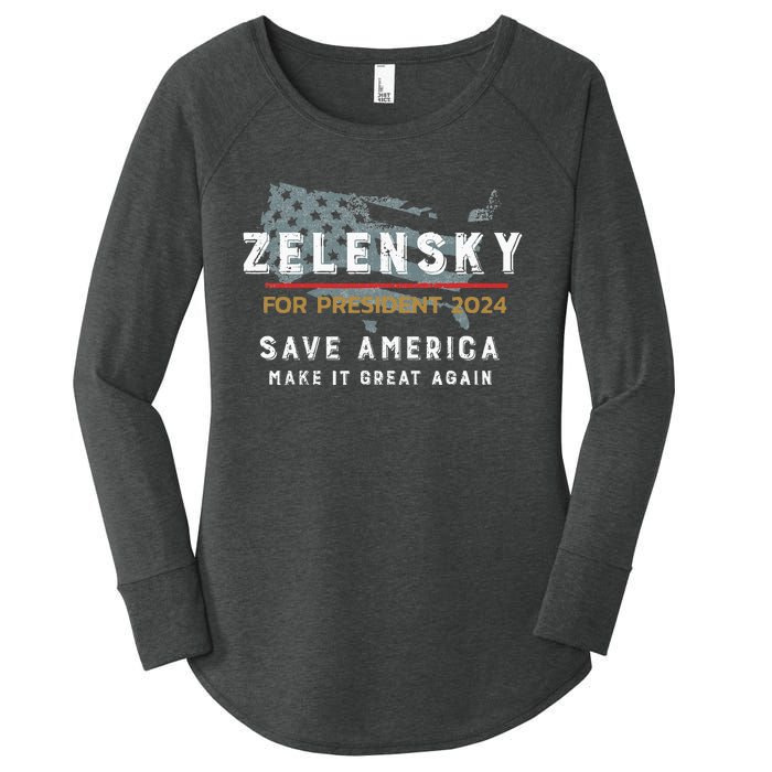 Zelensky For President 2024 Admire Ukraine Zelensky Courage Women's Perfect Tri Tunic Long Sleeve Shirt