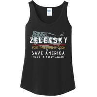 Zelensky For President 2024 Admire Ukraine Zelensky Courage Ladies Essential Tank