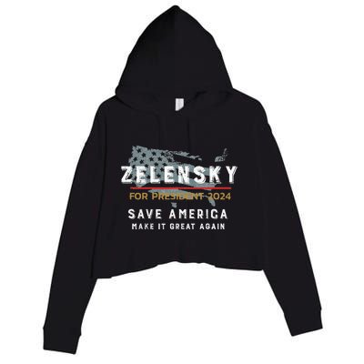 Zelensky For President 2024 Admire Ukraine Zelensky Courage Crop Fleece Hoodie