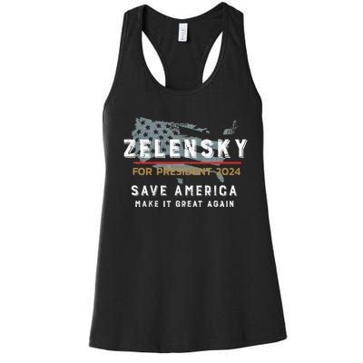 Zelensky For President 2024 Admire Ukraine Zelensky Courage Women's Racerback Tank