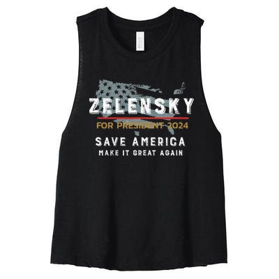 Zelensky For President 2024 Admire Ukraine Zelensky Courage Women's Racerback Cropped Tank