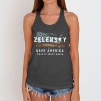 Zelensky For President 2024 Admire Ukraine Zelensky Courage Women's Knotted Racerback Tank