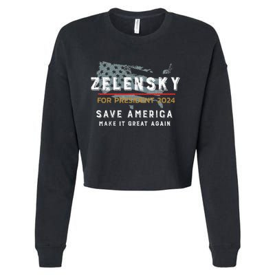 Zelensky For President 2024 Admire Ukraine Zelensky Courage Cropped Pullover Crew