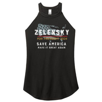 Zelensky For President 2024 Admire Ukraine Zelensky Courage Women's Perfect Tri Rocker Tank